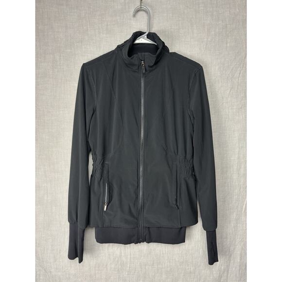 Lululemon Women Sights Seen Jacket Sz 8 Lightweight Woven Sweatwicking Black - Picture 3 of 10